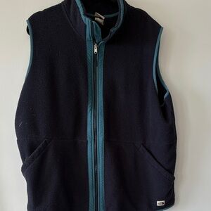 North Face Dark Blue Fleece Vest with Light Blue Trim